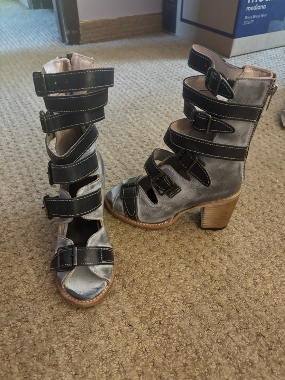 Freebird by Steven Gray and Black Strappy Heeled Sandals - Picture 3 of 5